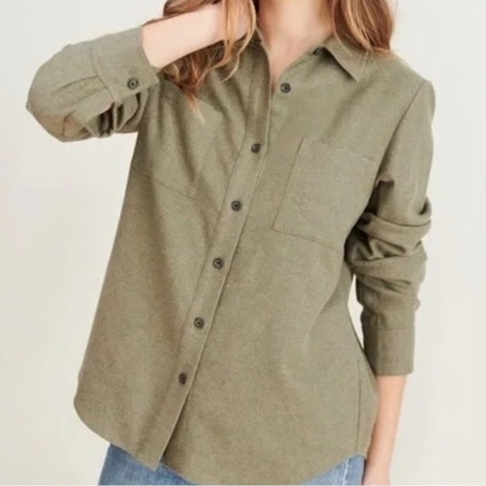 Jenni Kayne Olive Green Flannel Shirt
